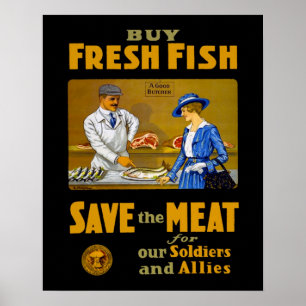 Koop verse vis  WW1 Retro Patriotic Poster