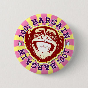 Koopje 100% Funny Monkey Badge Ronde Button 5,7 Cm