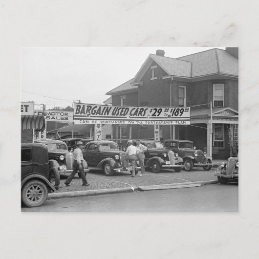 Koopjes Gebruikte Auto's, 1938 Briefkaart (Voorkant)