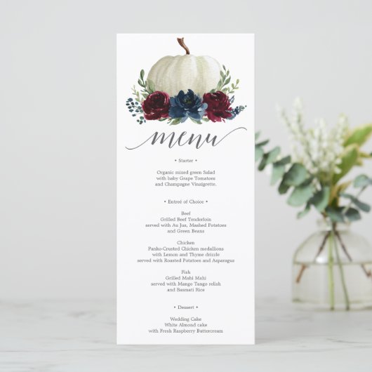 Koopjesmenu van de marine van Burgundy Menu (Staand voorkant)