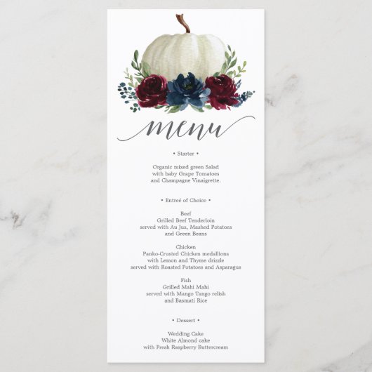 Koopjesmenu van de marine van Burgundy Menu (Voorkant)