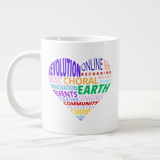 Koor van de aarde woordwolk grote koffiekop (Links)