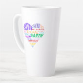 Koor van de aarde woordwolk latte mok (Linkerhoek)