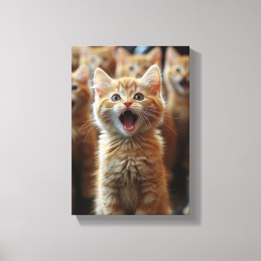 Koor van Schattigee Kittens - Schattige Feline Art Canvas Afdruk (Voorkant)