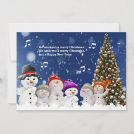 Koor van sneeuwmannen zingt groeten - Personalisee Feestdagenkaart