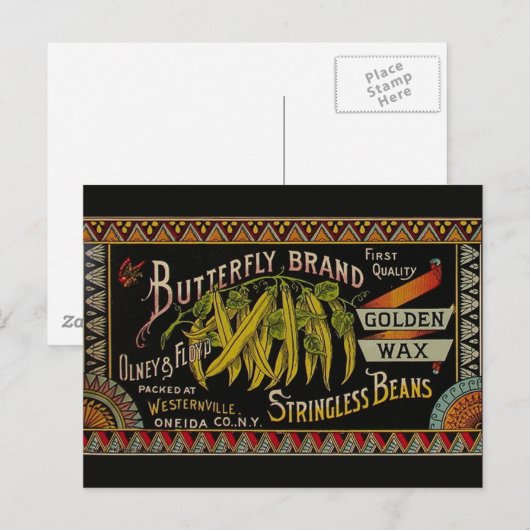 Koord-Bean-etiket Grogetable Land Briefkaart (Voorkant / Achterkant)