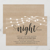 Koord licht bruiloft repetitie diner uitnodiging (Voorkant / Achterkant)