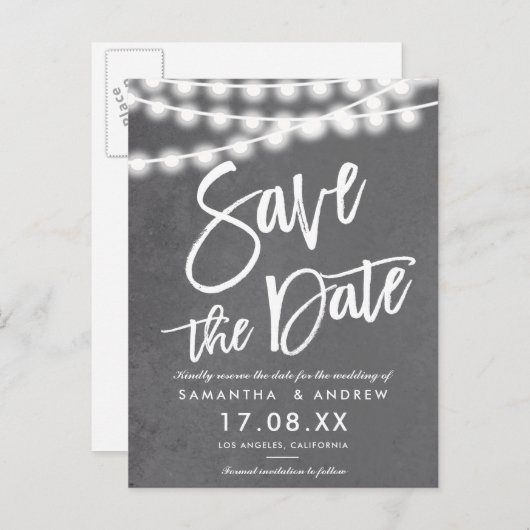 Koord licht grijs cement industrieel sparen de dat aankondigingskaart (Voorkant / Achterkant)