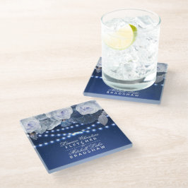 Koord licht Modern Blue Elegant Wedding Glazen Onderzetter