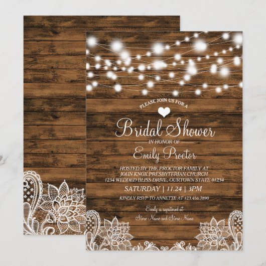 Koord - Lichthout & de Uitnodiging van de Bridal v (Voorkant / Achterkant)