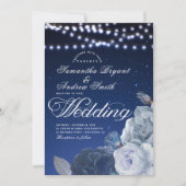 Koord lichtsterren Blauw Elegant Weddenschap Kaart (Voorkant)