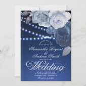 Koord lichtsterren Blauw Elegant Weddenschap Kaart (Voorkant)