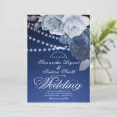 Koord lichtsterren Blauw Elegant Weddenschap Kaart (Staand voorkant)