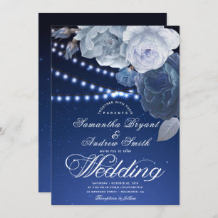 Koord lichtsterren Blauw Elegant Weddenschap Kaart