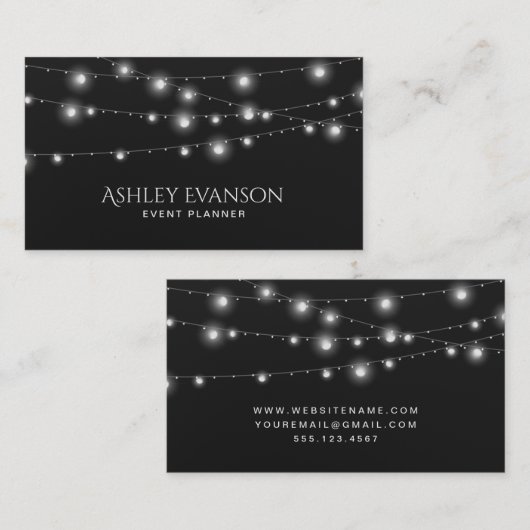 Koord Lights Event Party Planner legant Visitekaartje (Voorkant / Achterkant)