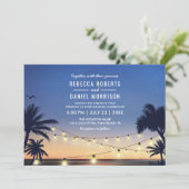 Koord Lights Palm Beach Destination Wedding Kaart (Staand voorkant)