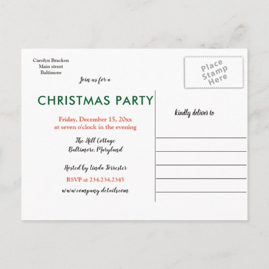 Koord met kerstboomstructuur voor lichten | Datum  Aankondigingskaart (Achterkant)