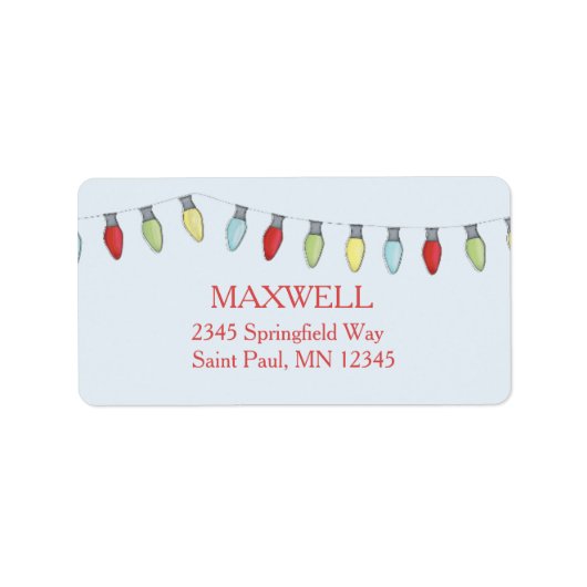 Koord met kerstlampjes Editable Label (Voorkant)