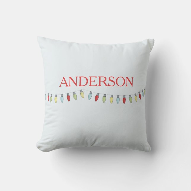 Koord met kerstlampjes Editable Pillow Kussen (Voorkant)