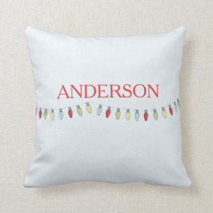 Koord met kerstlampjes Editable Pillow Kussen