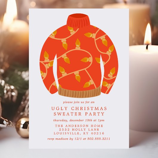 Koord met tacky String Lights Ugly kerstSweater Pa Kaart