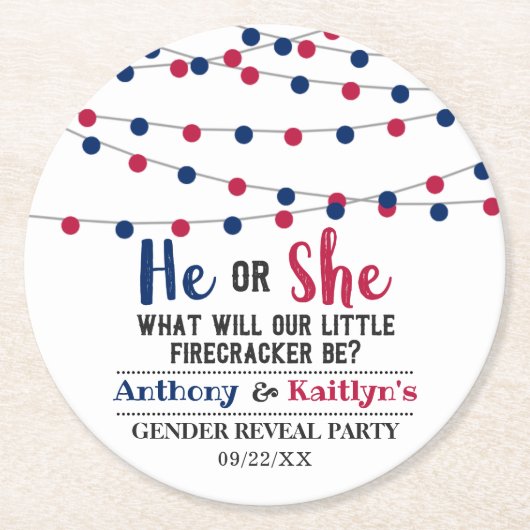 Koord op de vierde helft van juli ronde kartonnen onderzetter (Voorkant)