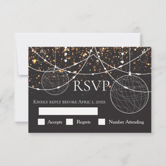 Koord op Gold confetti-reactiekaart RSVP Kaartje (Voorkant)