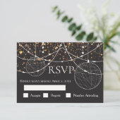 Koord op Gold confetti-reactiekaart RSVP Kaartje (Staand voorkant)