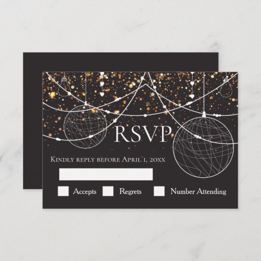 Koord op Gold confetti-reactiekaart RSVP Kaartje (Voorkant / Achterkant)