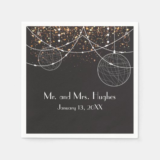 Koord op gouden bruiloft servetten (Voorkant)