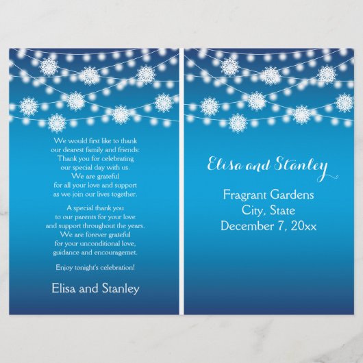 Koord op het blauwe trouwprogramma voor sneeuwvlok (Voorkant)