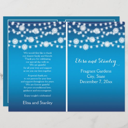 Koord op het blauwe trouwprogramma voor sneeuwvlok (Voorkant / Achterkant)