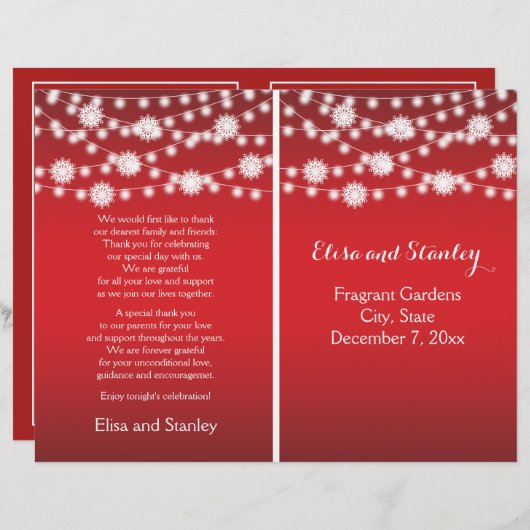 Koord op het rode trouwprogramma voor lichte sneeu (Voorkant / Achterkant)