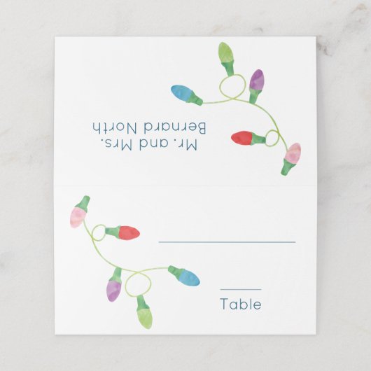 Koord op kleurrijk kersthuwelijk plaatskaartje (Buitenkant ongevouwen)