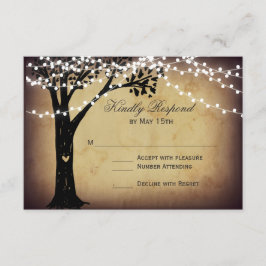 Koord op RSVP-kaart van de Rustic Oak-boomstam met RSVP Kaartje