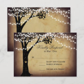 Koord op RSVP-kaart van de Rustic Oak-boomstam met RSVP Kaartje (Voorkant / Achterkant)