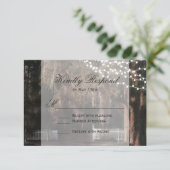 Koord op RSVP-kaarten van lights Rustic Oak Weddin RSVP Kaartje (Staand voorkant)