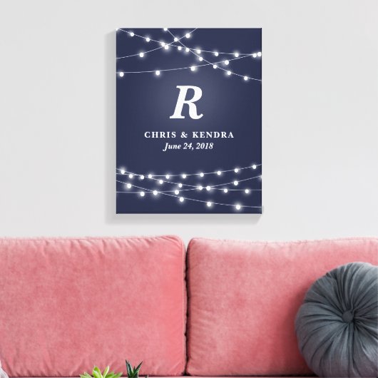 Koord op speciale huwelijksdag van het monogram va canvas afdruk (Insitu (Woonkamer))