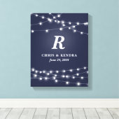 Koord op speciale huwelijksdag van het monogram va canvas afdruk (Insitu (Houten vloer))