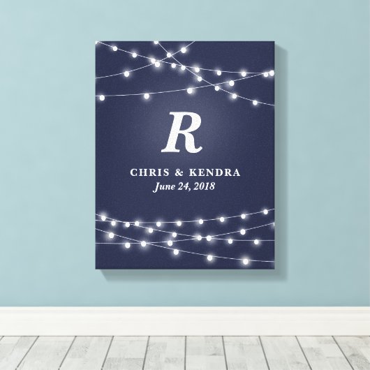 Koord op speciale huwelijksdag van het monogram va canvas afdruk (Insitu (Houten vloer))