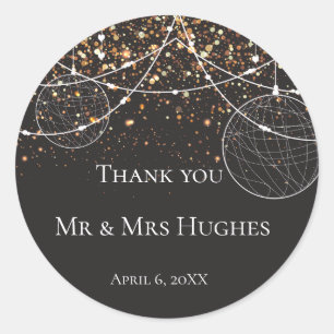 Koord van de lichten Gold confetti Hartelijk dank Ronde Sticker