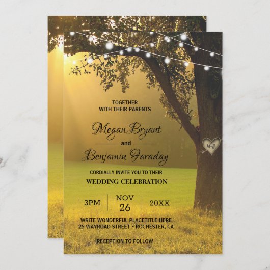 Koord van de Rustic Herfst van de Lichten Boom Vin Kaart (Voorkant / Achterkant)