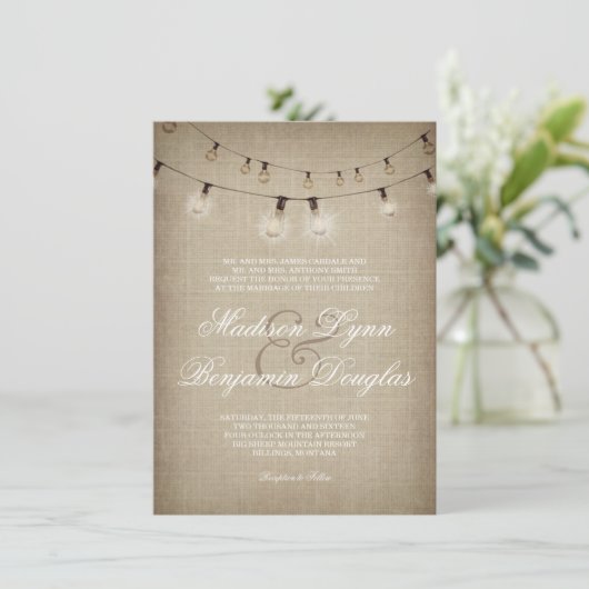 Koord van de Uitnodiging van de Rustic van het Lan (Staand voorkant)