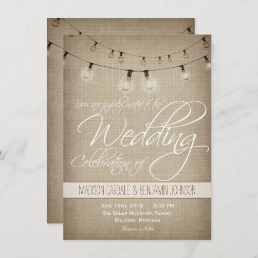 Koord van de Uitnodiging van de Rustic van het Lan (Voorkant / Achterkant)