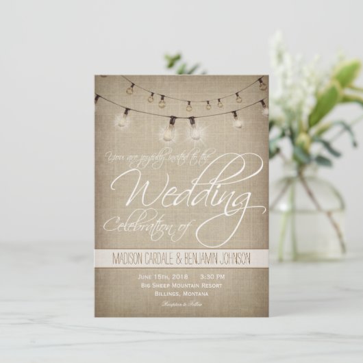 Koord van de Uitnodiging van de Rustic van het Lan (Staand voorkant)