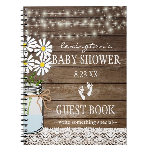 Koord van het Witte Baby shower van Lichten Guestb Notitieboek (Voorkant)