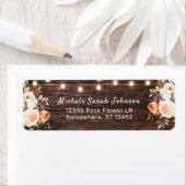 Koord van hout, Blush & Peach Floral Address Etiket (Insitu)