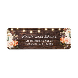 Koord van hout, Blush & Peach Floral Address Etiket