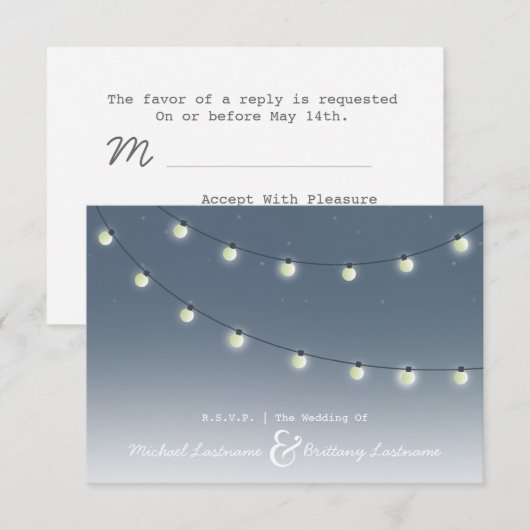 Koord van Lichten in de buitenwereld tijdens het h RSVP Kaartje (Voorkant / Achterkant)