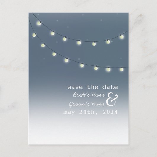 Koord van Lichten in de openlucht avond sparen de  Aankondigingskaart (Voorkant)